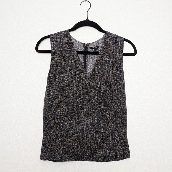 THEORY Camara Faux Wrap 100% Silk Sleeveless Printed Blouse Size S Pre-Owned - Picture 1 of 13